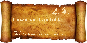 Landesman Henriett névjegykártya